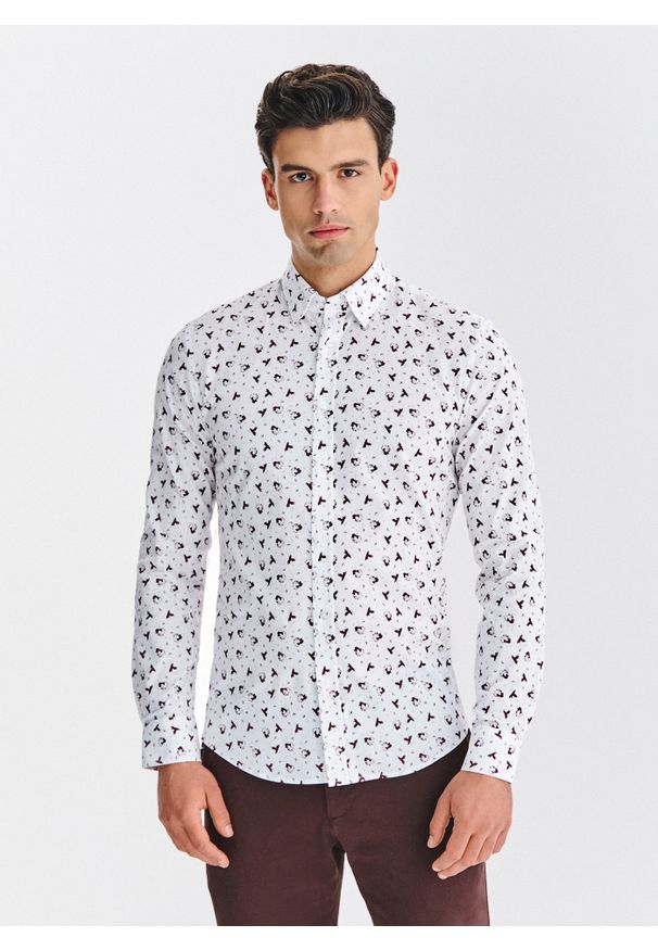 Pako Lorente - PAKO LORENTE – Koszula męska we wzór. Materiał: bawełna, elastan. Długość rękawa: długi rękaw. Długość: długie