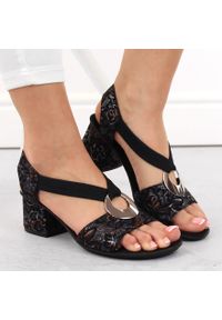 Komfortowe sandały damskie na obcasie z gumką czarne Rieker 64683-91. Kolor: czarny. Obcas: na obcasie. Wysokość obcasa: średni #6