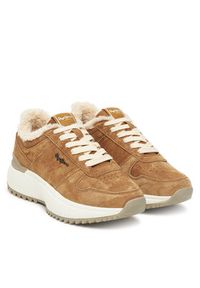 Pepe Jeans Sneakersy Kimi Block W PLS600022 Brązowy. Kolor: brązowy. Materiał: zamsz, skóra