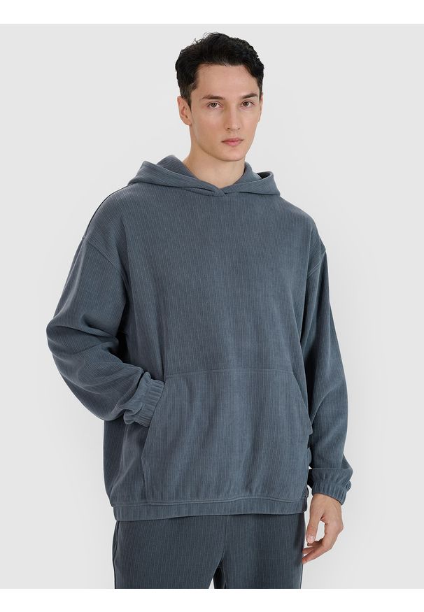 4f - 4F Bluza dresowa nierozpinana z kapturem męska - szara S. Okazja: na co dzień. Typ kołnierza: kaptur. Kolor: szary. Materiał: dresówka. Styl: sportowy, casual