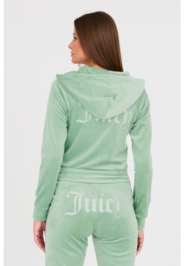 Juicy Couture - JUICY COUTURE Seledynowa damska bluza Madison, Rozmiar XL. Typ kołnierza: kaptur. Kolor: niebieski