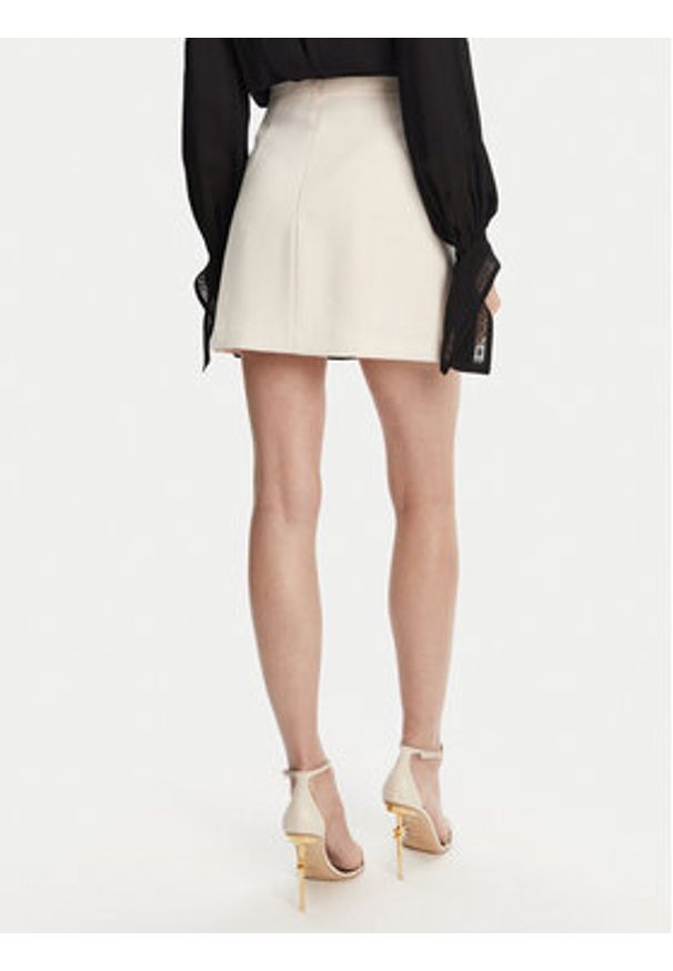 Elisabetta Franchi Spódnica mini GO-079-51E2 Écru Regular Fit. Materiał: syntetyk