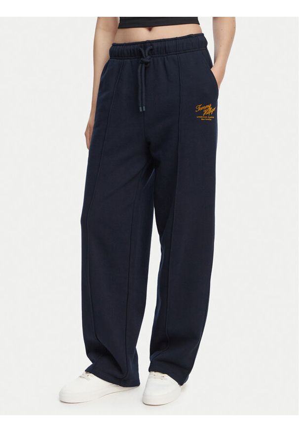 TOMMY HILFIGER - Tommy Hilfiger Spodnie dresowe Logo Exaggerated Seam WW0WW50783 Granatowy Relaxed Fit. Kolor: niebieski. Materiał: bawełna