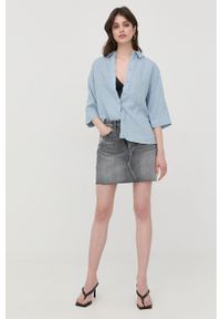 Miss Sixty spódnica jeansowa kolor szary mini prosta. Kolor: szary. Materiał: jeans #2
