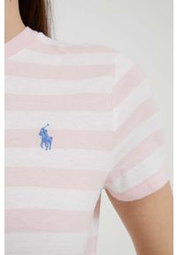 Polo Ralph Lauren t-shirt bawełniany kolor różowy. Typ kołnierza: polo. Kolor: różowy. Materiał: bawełna. Długość rękawa: krótki rękaw. Długość: krótkie #3