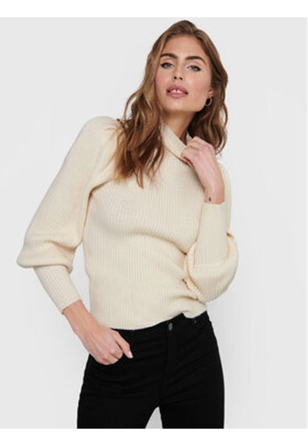 only - ONLY Sweter Katia 15232494 Beżowy Regular Fit. Kolor: beżowy. Materiał: wiskoza