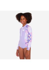 Kostium kąpielowy 1-częściowy surfingowy dla dzieci Decathlon 500 Lucy dł. rękaw. Kolor: różowy. Materiał: materiał #1