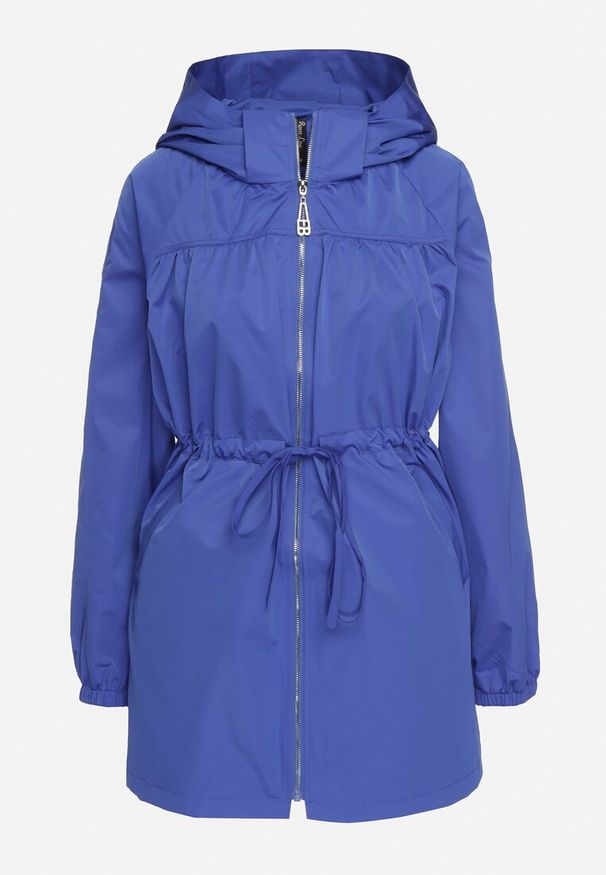 Born2be - Niebieska Kurtka Parka Ściągana w Pasie Troczkami Nevishia. Kolor: niebieski. Materiał: jeans. Styl: elegancki