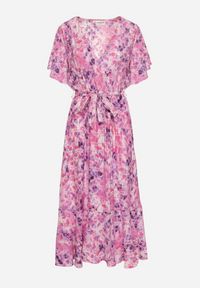 Born2be - Różowa Sukienka Efiva. Typ kołnierza: dekolt w kształcie V. Kolor: różowy. Długość rękawa: krótki rękaw. Styl: elegancki #6