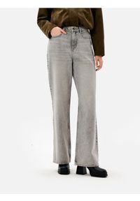 Sinsay - Jeansy wide leg z efektem sprania - szary. Kolor: szary #1