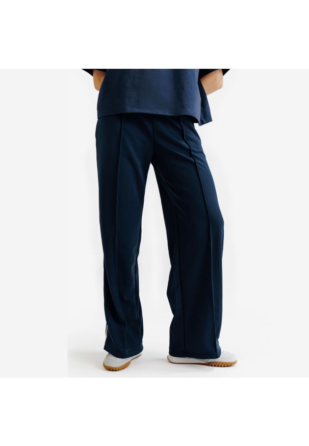Decathlon - Spodnie dresowe damskie Heritage. Kolor: niebieski. Materiał: poliester, materiał