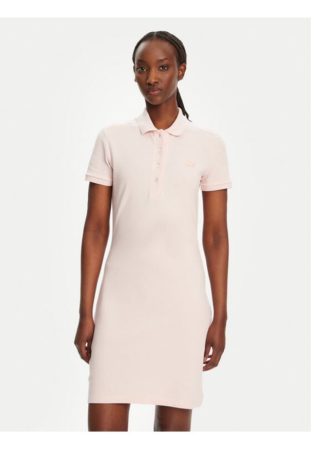 Lacoste Sukienka codzienna EF5473 Różowy Slim Fit. Okazja: na co dzień. Kolor: różowy. Materiał: bawełna. Typ sukienki: proste. Styl: casual