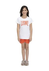 LEONE 1947 APPAREL - Kolorowy t-shirt dziewczęcy z froty. Kolor: biały. Wzór: kolorowy. Sport: joga i pilates
