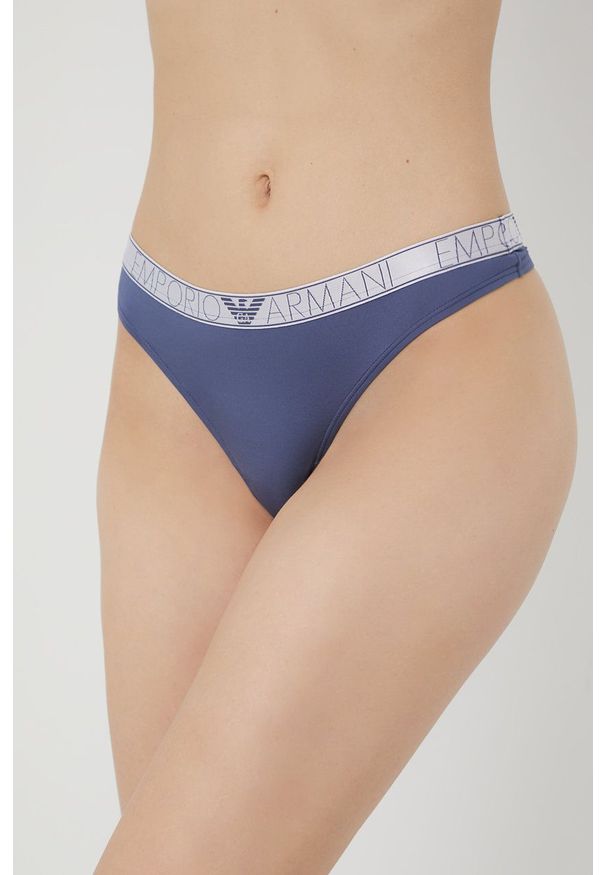 Emporio Armani Underwear stringi 163333.2R235 (2-pack) kolor granatowy. Kolor: niebieski. Materiał: materiał