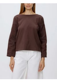 Reserved - Bawełniany longsleeve - ciemnobrązowy. Kolor: brązowy. Materiał: bawełna. Długość rękawa: długi rękaw #1