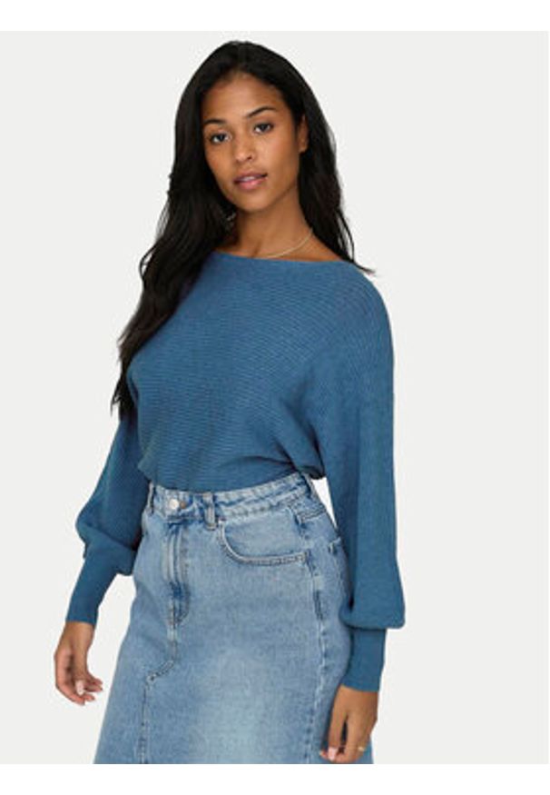 only - ONLY Sweter Adaline 15226298 Niebieski Relaxed Fit. Kolor: niebieski. Materiał: wiskoza