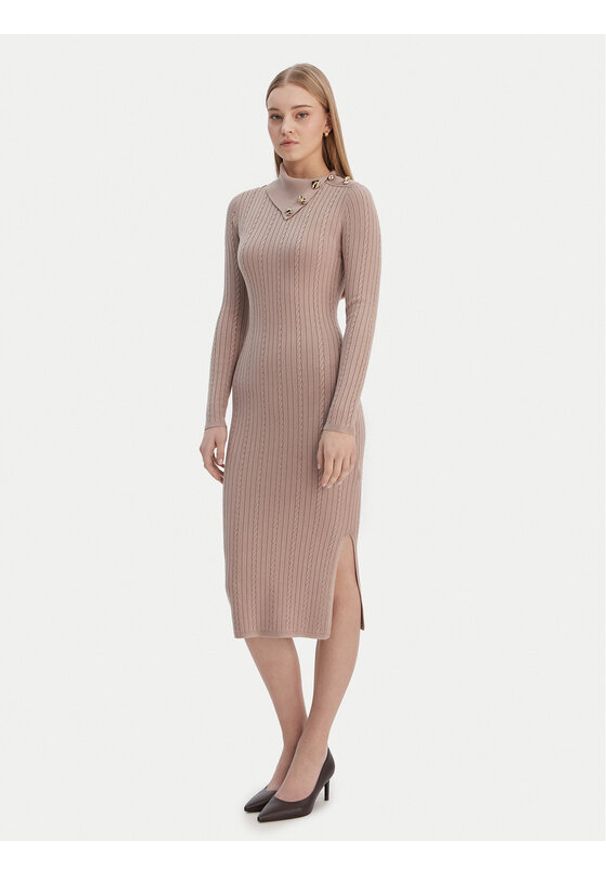Guess Sukienka dzianinowa W6RK01 Z2YJ2 Beżowy Regular Fit. Kolor: beżowy. Materiał: wiskoza