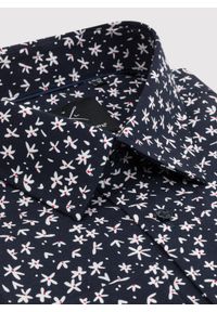 Pako Lorente - PAKO LORENTE – Granatowa koszula męska w kwiatki P23WF-1X-005-G-S. Okazja: na co dzień. Kolor: niebieski. Materiał: elastan, bawełna, jeans. Wzór: kwiaty. Styl: casual #9