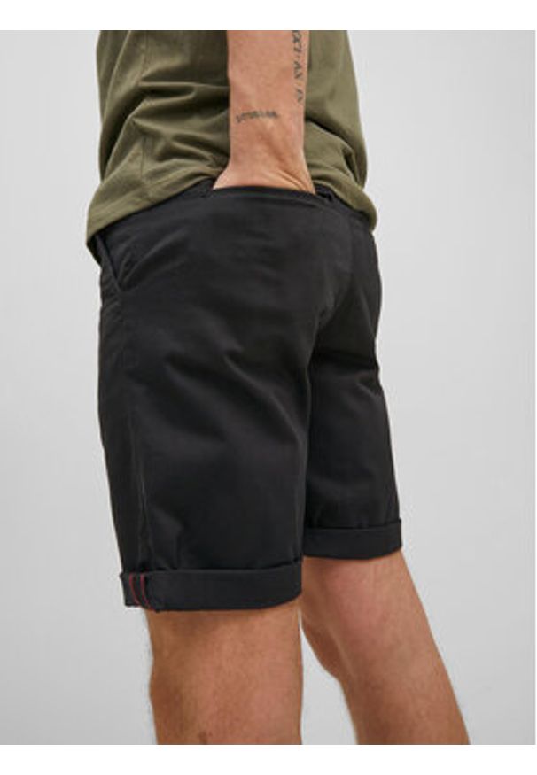 Jack & Jones - Jack&Jones Szorty materiałowe Bowie 12165604 Czarny Regular Fit. Kolor: czarny. Materiał: bawełna, materiał