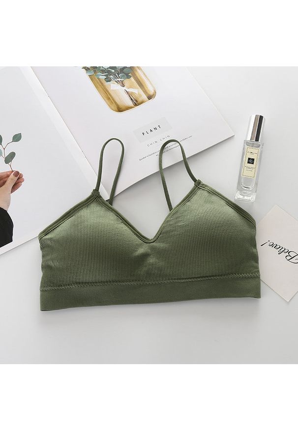 Intica - Braletka usztywniana bez fiszbin do codziennych stylizacji Gertha. Kolor: zielony. Materiał: materiał