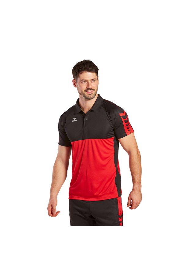 ERIMA - Polo Erima Six Wings. Typ kołnierza: polo. Kolor: czerwony, wielokolorowy, czarny. Materiał: prążkowany, materiał. Sport: piłka nożna