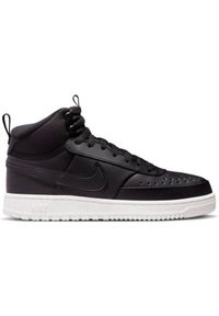 Buty do chodzenia męskie Nike Court Vision Mid. Wysokość cholewki: za kostkę. Zapięcie: sznurówki. Kolor: czarny. Materiał: syntetyk, materiał, tkanina, skóra. Szerokość cholewki: normalna. Model: Nike Court. Sport: turystyka piesza