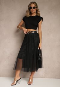Renee - Czarna Rozkloszowana Spódnica Tiulowa Fenadelia. Okazja: na co dzień. Kolor: czarny. Materiał: tiul. Sezon: wiosna. Styl: sportowy, elegancki, casual #3