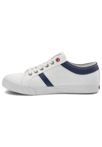 Białe Trampki Cross Jeans Męskie Stylowe Obuwie. Okazja: na co dzień. Kolor: biały. Materiał: materiał, skóra ekologiczna. Szerokość cholewki: normalna. Wzór: aplikacja. Styl: elegancki #4