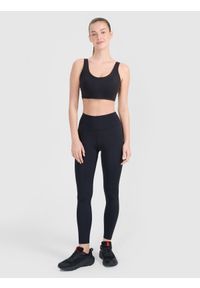 4f - 4F Legginsy treningowe damskie - czarne XXL. Kolor: czarny. Materiał: włókno, elastan, dzianina, materiał, syntetyk. Wzór: gładki, jednolity, ze splotem. Sport: fitness