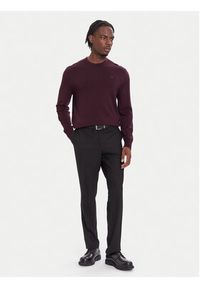 Calvin Klein Sweter LV04LB305G Bordowy Regular Fit. Kolor: czerwony. Materiał: wełna #4