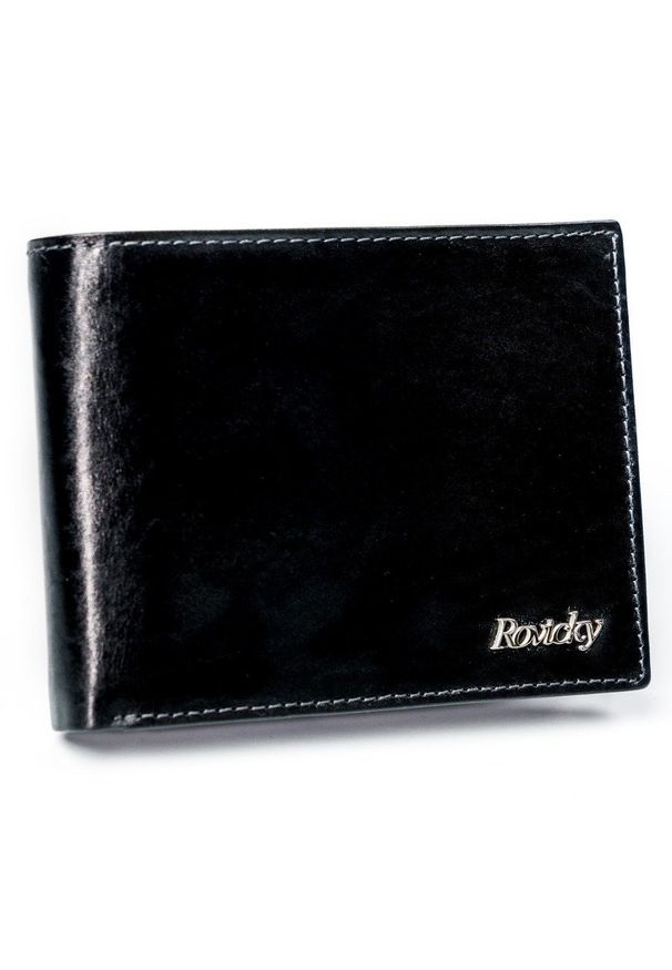 ROVICKY - Portfel męski czarny Rovicky N992-VT-R8 BLACK. Kolor: czarny. Materiał: skóra