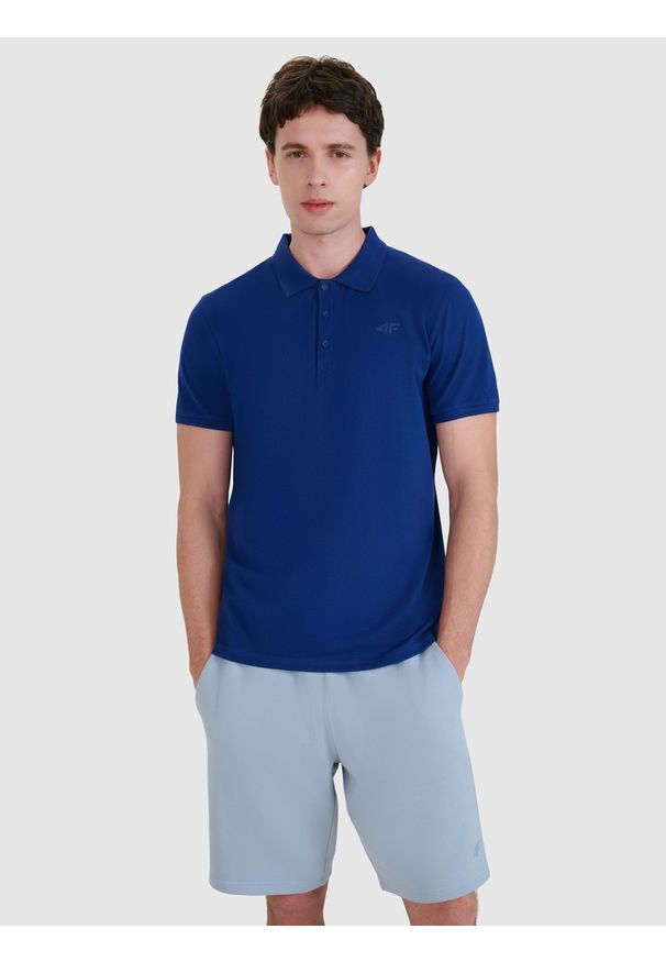 4f - 4F Koszulka polo regular męska - granatowa XXL. Okazja: na co dzień. Typ kołnierza: polo. Kolor: niebieski. Materiał: bawełna, dzianina, jersey. Wzór: gładki, ze splotem. Styl: klasyczny, casual, sportowy