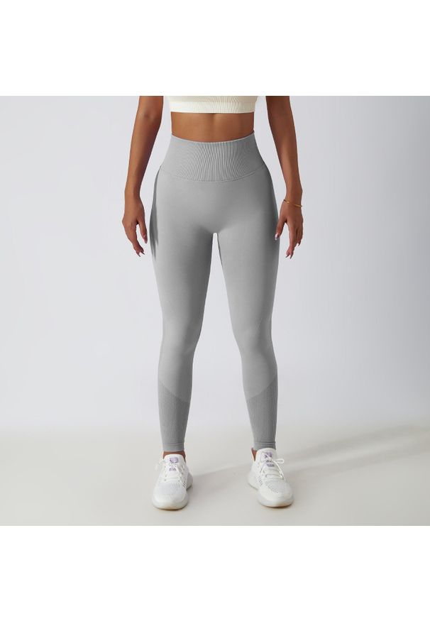 Intica - Legginsy treningowe modelujące sylwetkę z wysokim stanem Gulli. Stan: podwyższony. Kolor: szary. Materiał: tkanina. Sport: fitness