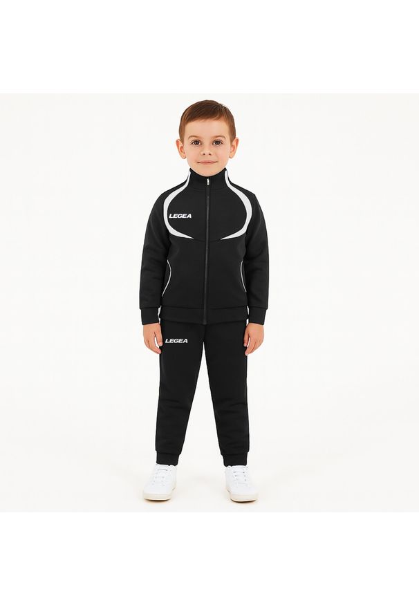 LEGEA - Komplet dresowy dla chłopca SINGAPORE JR. Okazja: na uczelnię. Kolor: czarny, wielokolorowy, biały. Materiał: dresówka. Styl: sportowy