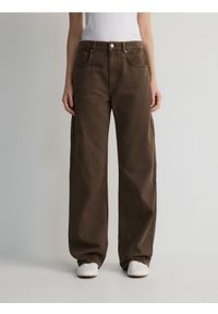 Reserved - Jeansy wide leg - dark grey jeans. Materiał: jeans