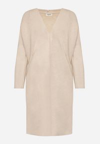 Born2be - Beżowy Klasyczny Niezapinany Kardigan Elitusa. Okazja: na co dzień. Kolor: beżowy. Materiał: jeans. Styl: klasyczny #4