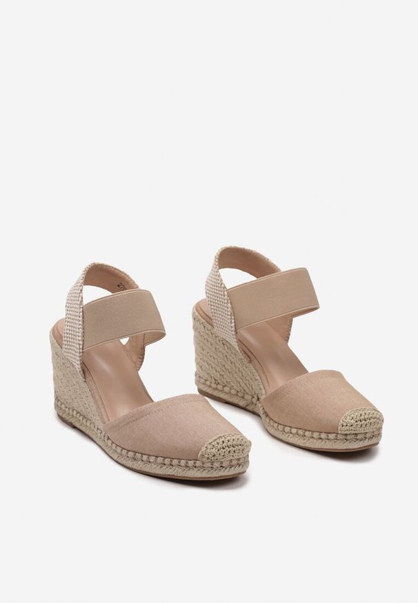Renee - Beżowe Sandały Espadryle na Plecionym Koturnie Batulia. Kolor: beżowy. Sezon: lato. Obcas: na koturnie. Styl: elegancki