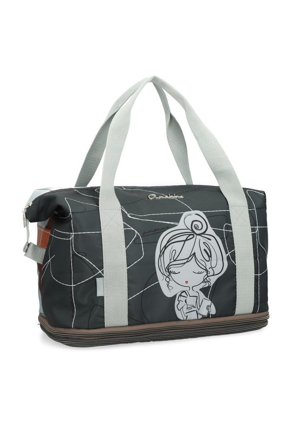 Torba podróżna damska Anekke, wykonana z materiału tekstylnego z dekoracyjnym nadrukiem rozkładana, kolorowa, 42588-002. Materiał: materiał. Wzór: kolorowy, nadruk. Styl: casual, klasyczny, elegancki