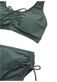 bonprix - Bikini bustier (2 części) z wiązanym paskiem. Kolor: zielony. Materiał: poliamid. Wzór: nadruk