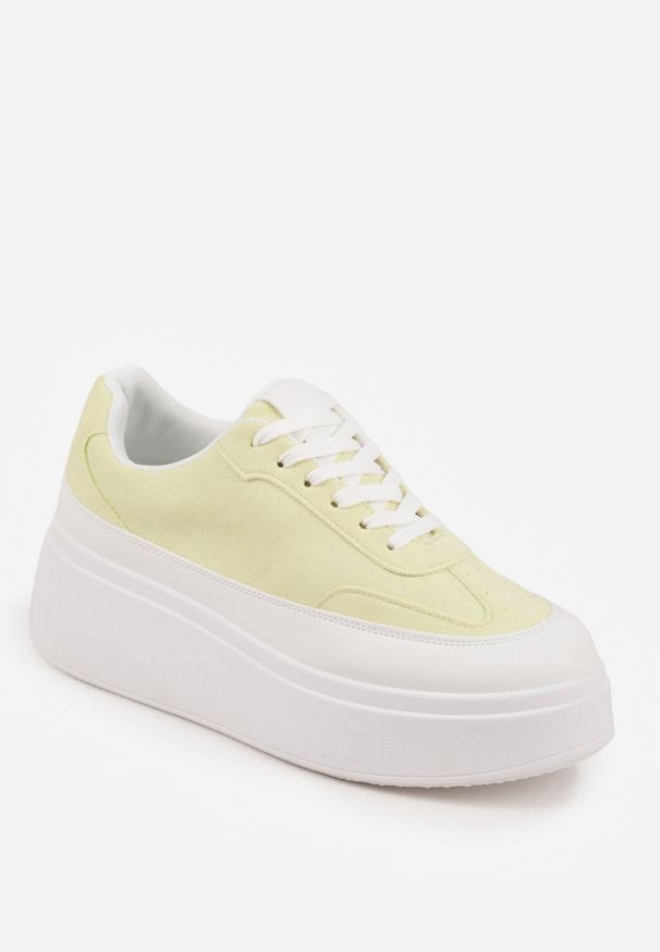 Born2be - Żółte Sneakersy VICES na Platformie w Stylu lat 90. Donah. Kolor: żółty. Sezon: lato. Obcas: na platformie