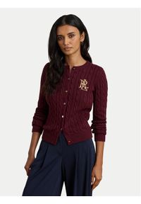 Lauren Ralph Lauren - LAUREN RALPH LAUREN Kardigan 200932225014 Bordowy Regular Fit. Kolor: czerwony. Materiał: bawełna #1