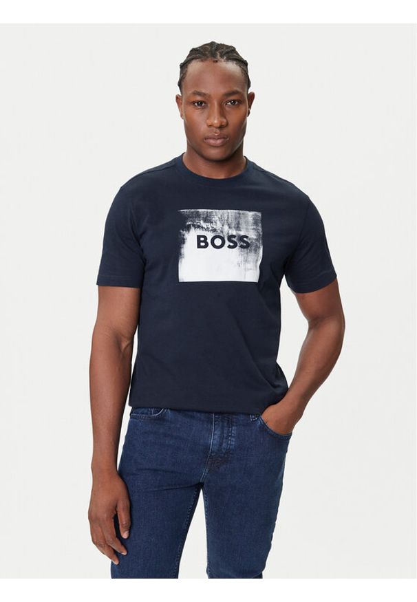 BOSS T-Shirt Te_Wheel 50546381 Granatowy Regular Fit. Kolor: niebieski. Materiał: bawełna