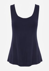 Born2be - Granatowy Gładki Top na Szerokich Ramiączkach w Stylu Basic Starbe. Okazja: do pracy, na co dzień. Kolekcja: plus size. Kolor: niebieski. Materiał: jeans. Długość rękawa: na ramiączkach. Wzór: gładki. Sezon: lato. Styl: elegancki, klasyczny, casual #4