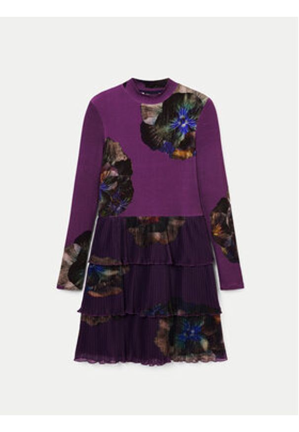 Desigual Sukienka codzienna Pansee Lacroix 24WWVK34 Fioletowy Regular Fit. Okazja: na co dzień. Kolor: fioletowy. Materiał: syntetyk. Typ sukienki: proste. Styl: casual