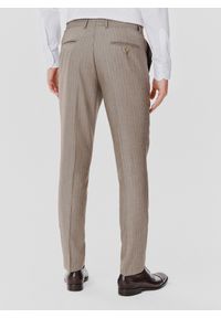 Pako Lorente - PAKO LORENTE – Beżowe spodnie garniturowe w prążek. Kolor: beżowy. Materiał: poliester, wiskoza. Wzór: prążki. Styl: elegancki #5