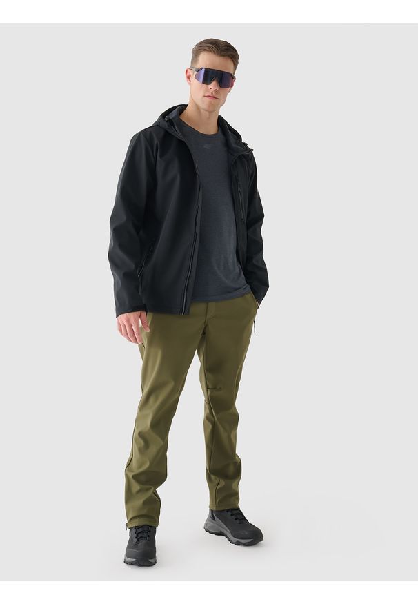 4f - 4F Kurtka softshell wiatroodporna membrana 8000 męska - czarna XL. Typ kołnierza: kaptur. Kolor: czarny. Materiał: softshell. Technologia: Windstopper. Sport: wspinaczka