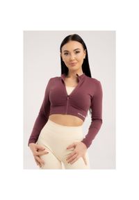 GYM GLAMOUR - Bluza fitness damska Gym Glamour bezszwowa rozpinana. Kolor: czerwony. Sport: fitness