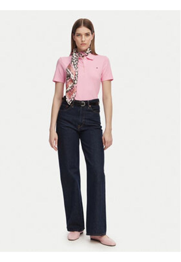 TOMMY HILFIGER - Tommy Hilfiger Polo 1985 WW0WW43225 Różowy jasny Slim Fit. Typ kołnierza: polo. Kolor: różowy. Materiał: bawełna