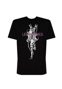 Les Hommes T-Shirt "Skeleton" | LBT1025700P | Mężczyzna | Czarny. Okazja: na co dzień. Kolor: czarny. Materiał: bawełna, elastan. Wzór: nadruk. Styl: casual