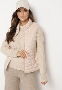 Born2be - Beżowa Kamizelka amizelka ze Stójką i Zasuwanymi Kieszeniami Lorenith. Typ kołnierza: kołnierzyk stójkowy. Kolor: beżowy. Materiał: jeans. Styl: elegancki #3